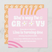 Retro Way Two Groovy Daisy Flower Birthday (Voorkant / Achterkant)