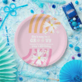 Retro Way Two Groovy Daisy Flower Birthday Papieren Bordje (Feest)