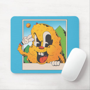 Retro Wazig Oranje Vredesteken Cartoon Muismat