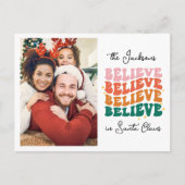 Retro we geloven in Santa Christmas familie foto Feestdagenkaart (Voorkant)
