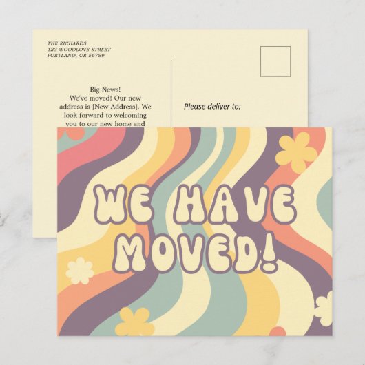 Retro We hebben nieuwe Home Moving Aankondiging ve Briefkaart (Voorkant / Achterkant)