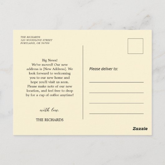 Retro We hebben nieuwe Home Moving Aankondiging ve Briefkaart (Achterkant)