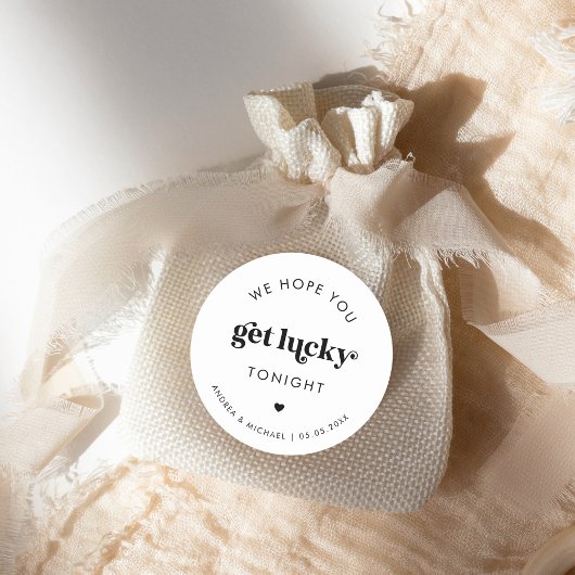 Retro We hopen dat je krijgt geluk bruiloft loteri Ronde Sticker