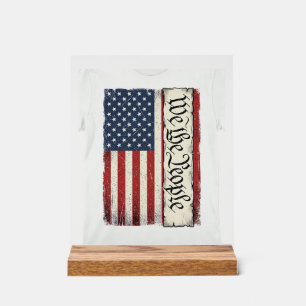 Retro We the People Vlag Patriottisch Shirt Ontwer Acryl Bord