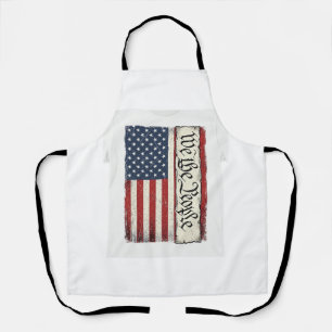 Retro We the People Vlag Patriottisch Shirt Ontwer Schort