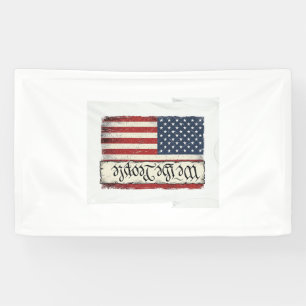 Retro We the People Vlag Patriottisch Shirt Ontwer Spandoek