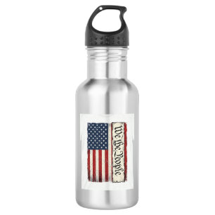 Retro We the People Vlag Patriottisch Shirt Ontwer Waterfles