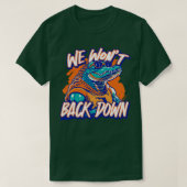 Retro We Wont Back Down Blauw en Sinaasappel Gator T-shirt (Design voorkant)