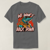 Retro We Wont Back Down Blauw en Sinaasappel Gator T-shirt (Design voorkant)
