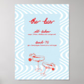 Retro Wedding Bar Sign - Blauwe golf Poster (Voorkant)