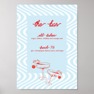 Retro Wedding Bar Sign - Blauwe golf Poster