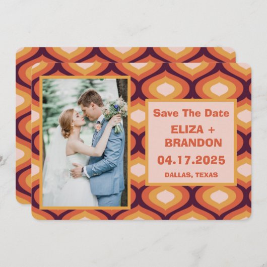 Retro Wedding Bewaar de datum Foto Save The Date (Voorkant / Achterkant)