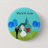  Retro Wedding Couple Button (Voorkant)
