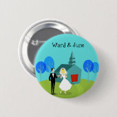  Retro Wedding Couple Button (Voorkant /achterkant)