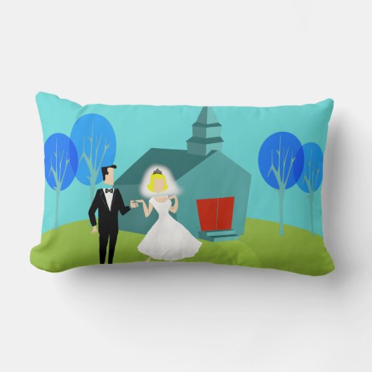 Retro Wedding Couple Lumbar Pillow Kussen (Voorkant)