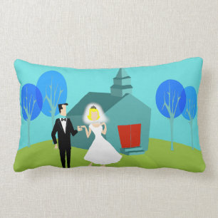 Retro Wedding Couple Lumbar Pillow Kussen