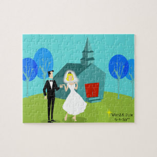 Retro Wedding Couple Puzzle Legpuzzel