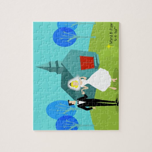  Retro Wedding Couple Puzzle Legpuzzel (Verticaal)