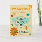 Retro Wedding Destination Passport Map QR Code (Voorkant)