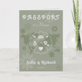 Retro Wedding Destination Passport Map QR Code (Voorkant)