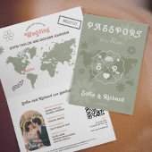 Retro Wedding Destination Passport Map QR Code