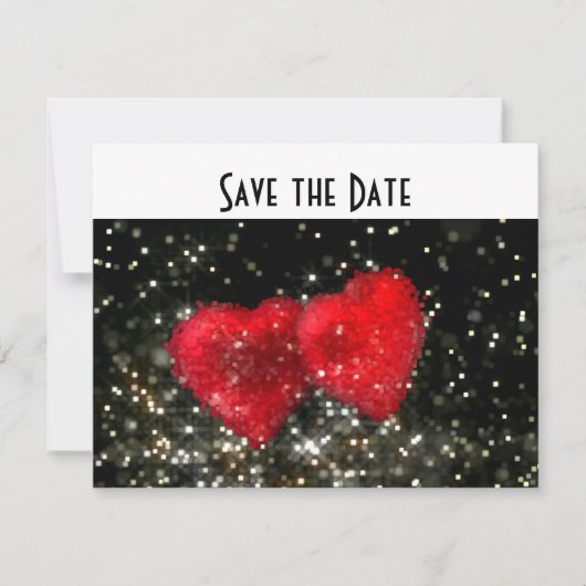 Retro Wedding Hearts Glitter/House-of-Grosch Save The Date (Voorkant)