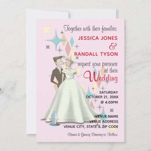 Retro Wedding Kaart 5"x7" (Voorkant)
