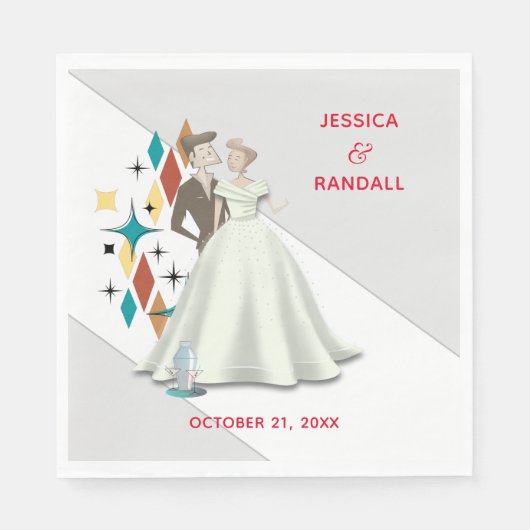 Retro Wedding Paper Napkin Servet (Voorkant)