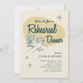 Retro Wedding Rehearsal Dinner Invitations Kaart (Voorkant)