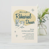Retro Wedding Rehearsal Dinner Invitations Kaart (Staand voorkant)