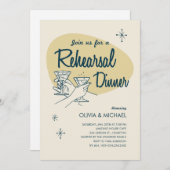 Retro Wedding Rehearsal Dinner Invitations Kaart (Voorkant / Achterkant)