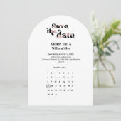 Retro Wedding Save the Date Calendar | 70s themed Kaart (Staand voorkant)