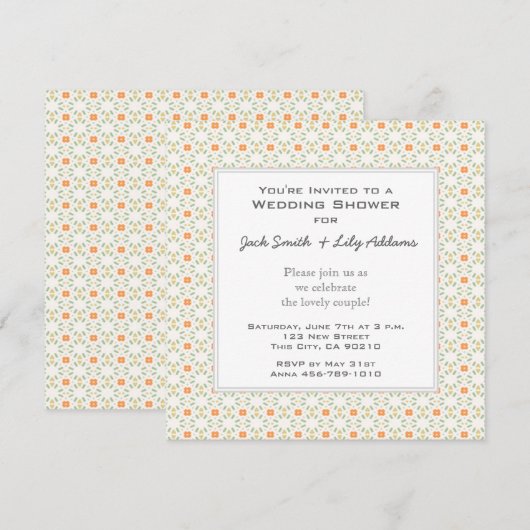 Retro Wedding Shower-uitnodiging - Sinaasappel Kaart (Voorkant / Achterkant)