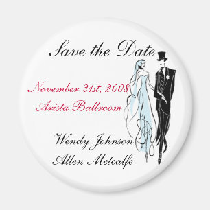 Retro Wedding, sla de datum op - Gepersonaliseerd Magneet