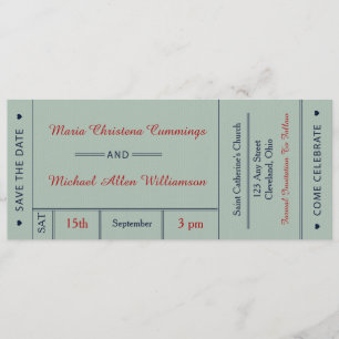 Retro Wedding Ticket sparen de Datum aankondiging