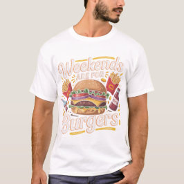 Retro Weekend Burger Lover Typography Design T-shirt