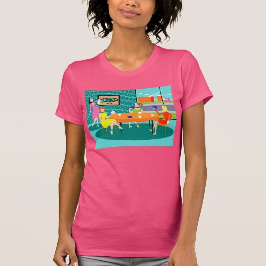 Retro Weekly Vrouwen Kaart Spel T-shirt (Voorkant)