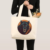 Retro Weerwolf Comic Throwback Graphic Grote Tote Bag (Voorkant (product))