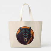 Retro Weerwolf Comic Throwback Graphic Grote Tote Bag (Achterkant)