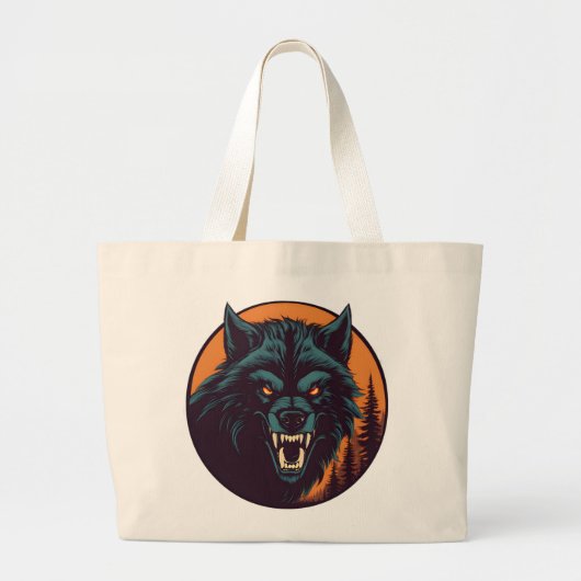 Retro Weerwolf Comic Throwback Graphic Grote Tote Bag (Voorkant)