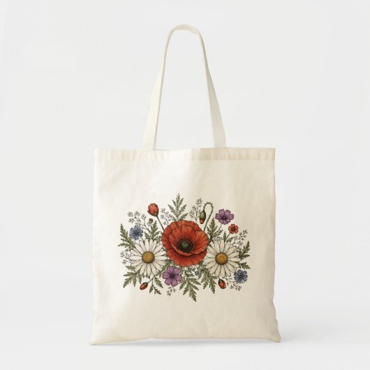 Retro "Wees een Wilde Bloem" Canvas Tas uit de 70' (Voorkant)
