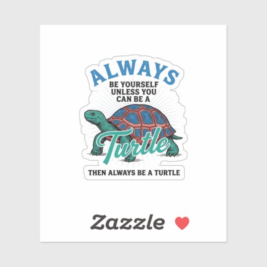 Retro Wees Jezelf Schildpad Shirt Ontwerp_1 Sticker (Vel)