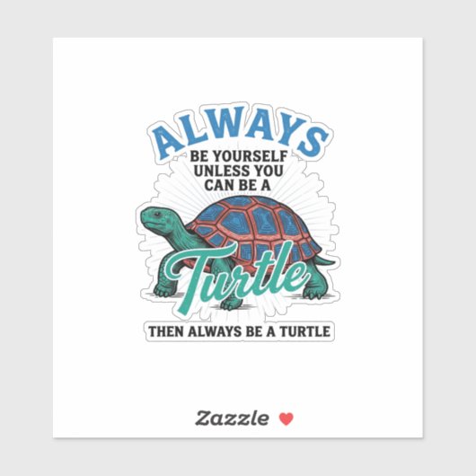 Retro Wees Jezelf Schildpad Shirt Ontwerp_1 Sticker (Vel)