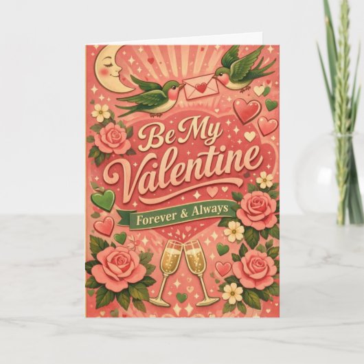 Retro wees mijn Valentijn aangepast Kaart (Voorkant)