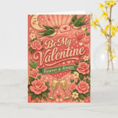 Retro wees mijn Valentijn aangepast Kaart (Gele Bloem)