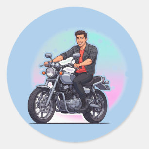 🏍️ Retro Wegrijder Klassiek Motorembleem  Ronde Sticker