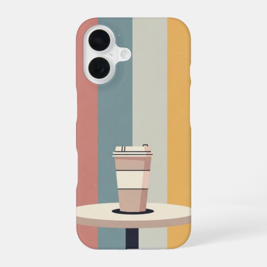 Retro Wegwerp Koffiebeker iPhone 16 Hoesje (Achterkant)