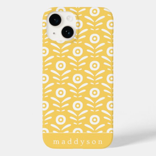 Retro Weide Geel Bloemmotief Persoonlijk Case-Mate iPhone Case (Achterkant)