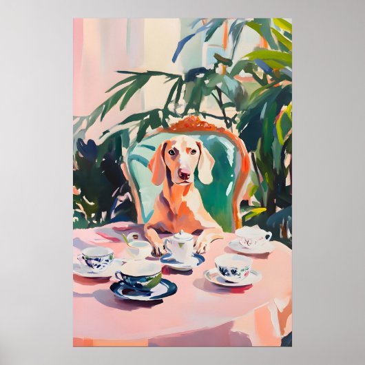 Retro Weimaraner Poster, Weimaraner Olie Schilderi Poster (Voorkant)