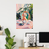 Retro Weimaraner Poster, Weimaraner Olie Schilderi Poster (Thuiskantoor)